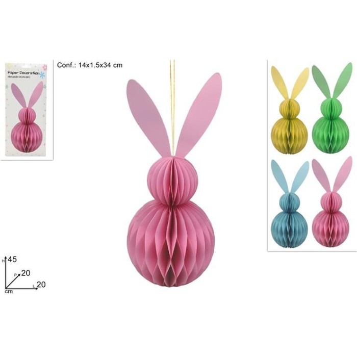 FESTONE CONIGLIO IN CARTA 45 CM 4 COL.